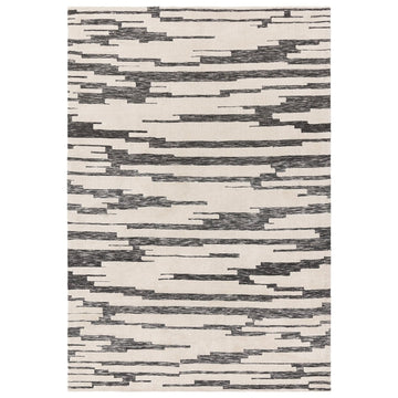 Mason Ikat Modern Abstract Super Soft Carved Hi-Low Rib Textured Charcoal Grey/Cream Rug-Asiatic Carpets-Rug Love - The Most Loved Rug Store